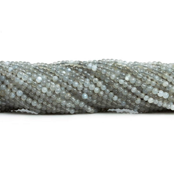 3mm Grey Moonstone Handcut Rounds 12 inch 110 beads