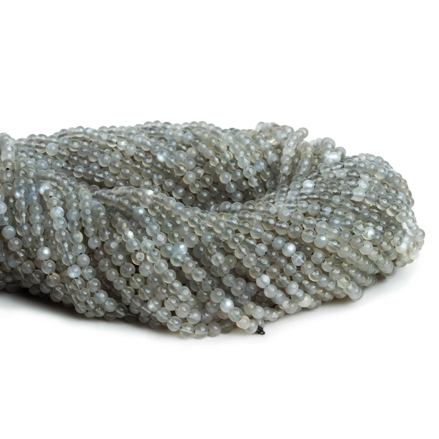 3mm Grey Moonstone Handcut Rounds 12 inch 110 pieces - The Bead Traders