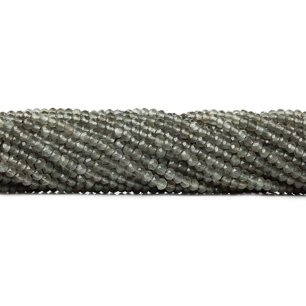 3mm Grey Moonstone microfaceted round beads 13 inch 130 pieces - The Bead Traders