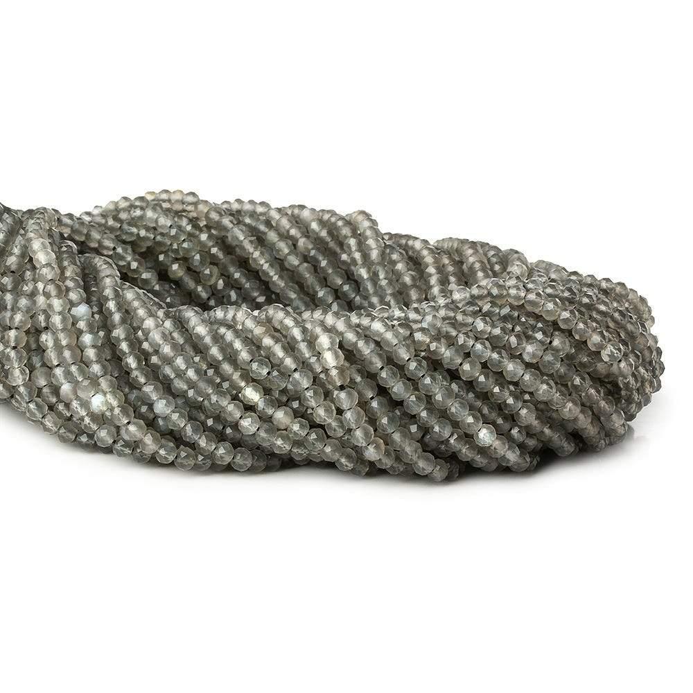 3mm Grey Moonstone microfaceted round beads 13 inch 130 pieces - The Bead Traders