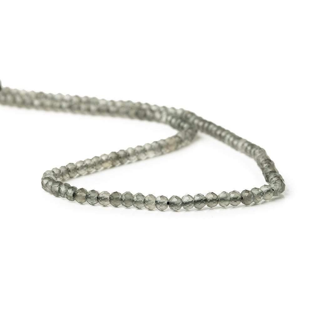 3mm Grey Moonstone microfaceted round beads 13 inch 130 pieces - The Bead Traders