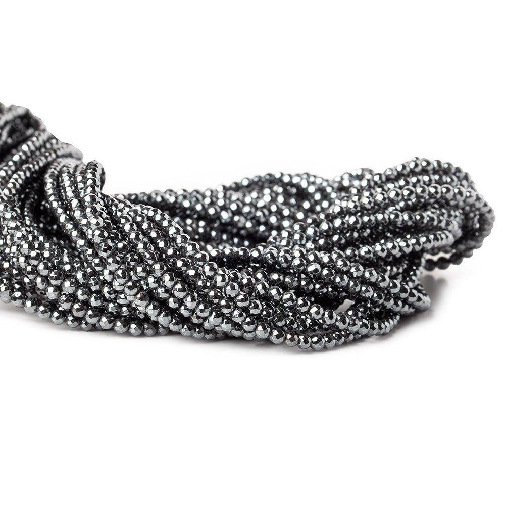 3mm Hematite Faceted Round Beads 15 inch 133 pieces - The Bead Traders