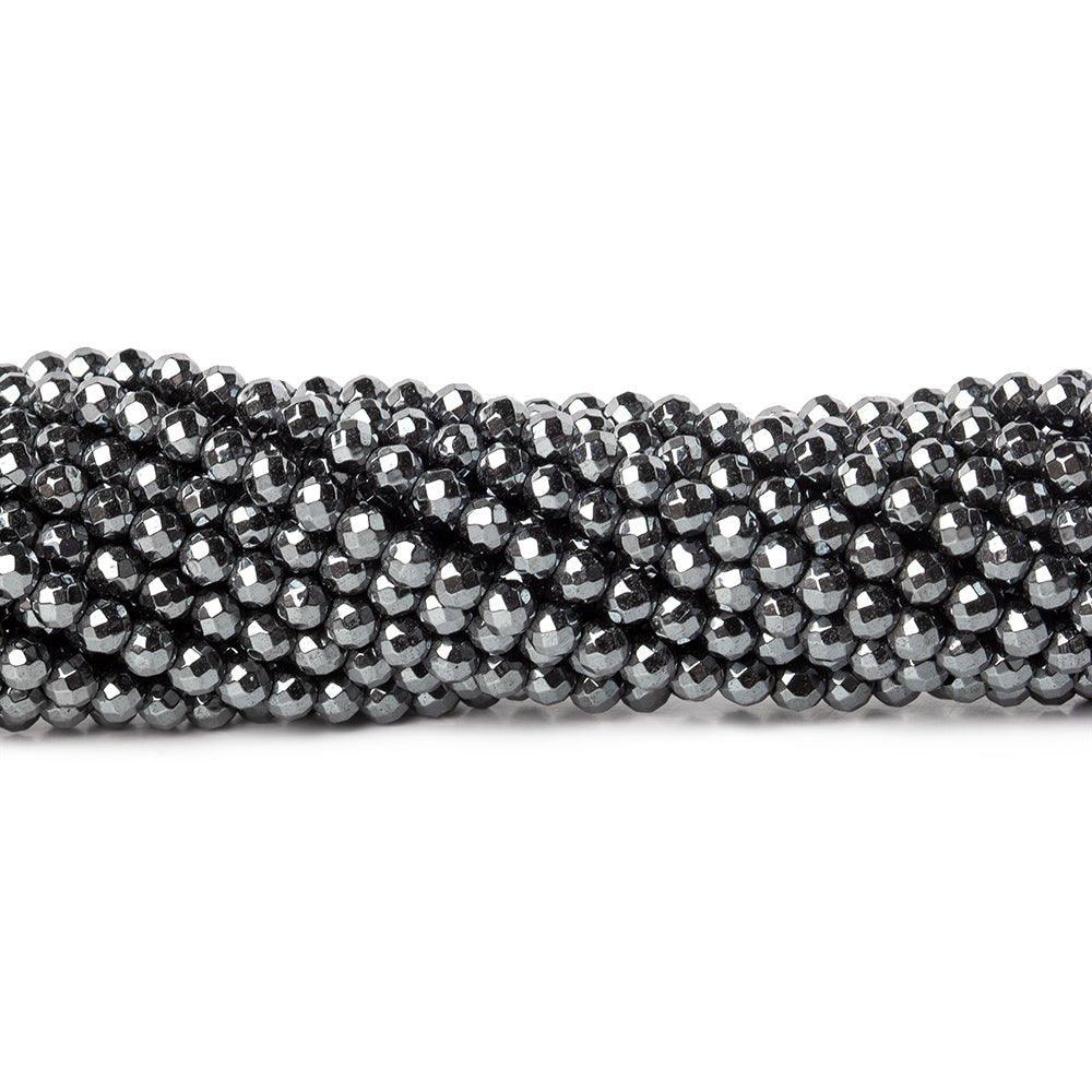 3mm Hematite Faceted Round Beads 15 inch 133 pieces - The Bead Traders