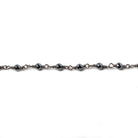 3mm Hematite faceted round Black Gold plated chain by the foot 34 pieces - The Bead Traders