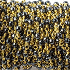 3mm Hematite faceted round Gold plated chain by the foot 34 pieces - The Bead Traders