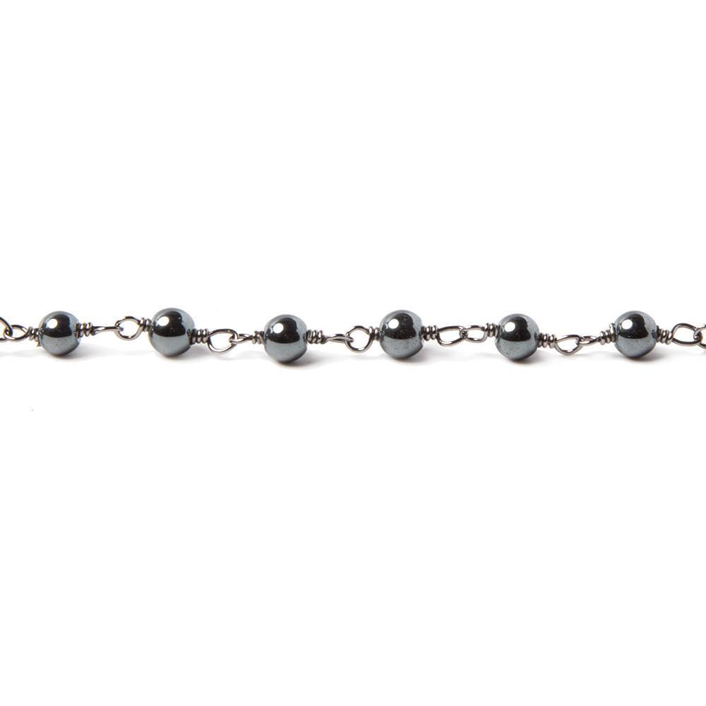 3mm Hematite plain round Black Gold Chain 39 pcs - The Bead Traders