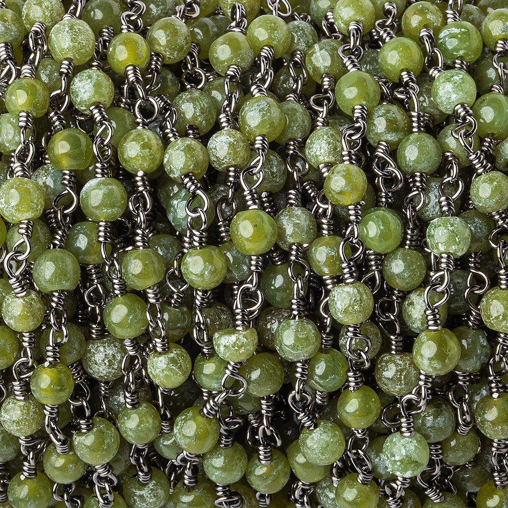 3mm Idocrase Plain Round Black Gold plated Chain by the foot 31 pieces - The Bead Traders