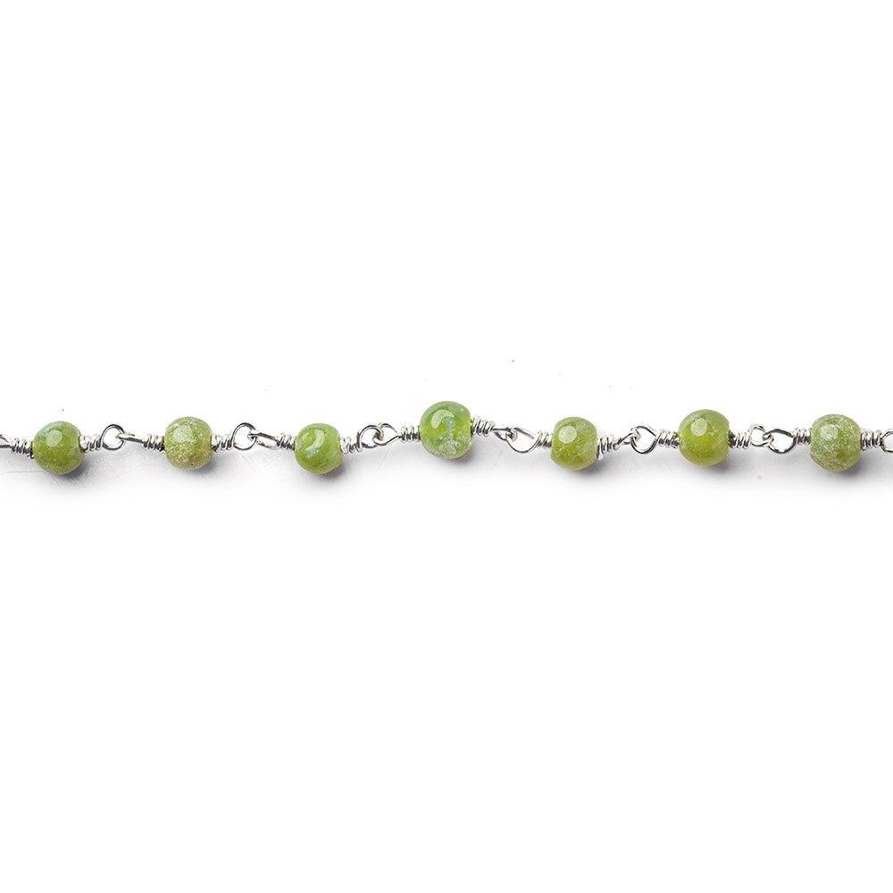 3mm Idocrase Plain Round Silver plated Chain by the foot 31 pieces - The Bead Traders