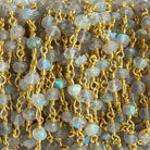 3mm Labradorite Faceted Rondelle Gold Chain by the Foot 37 pieces - The Bead Traders