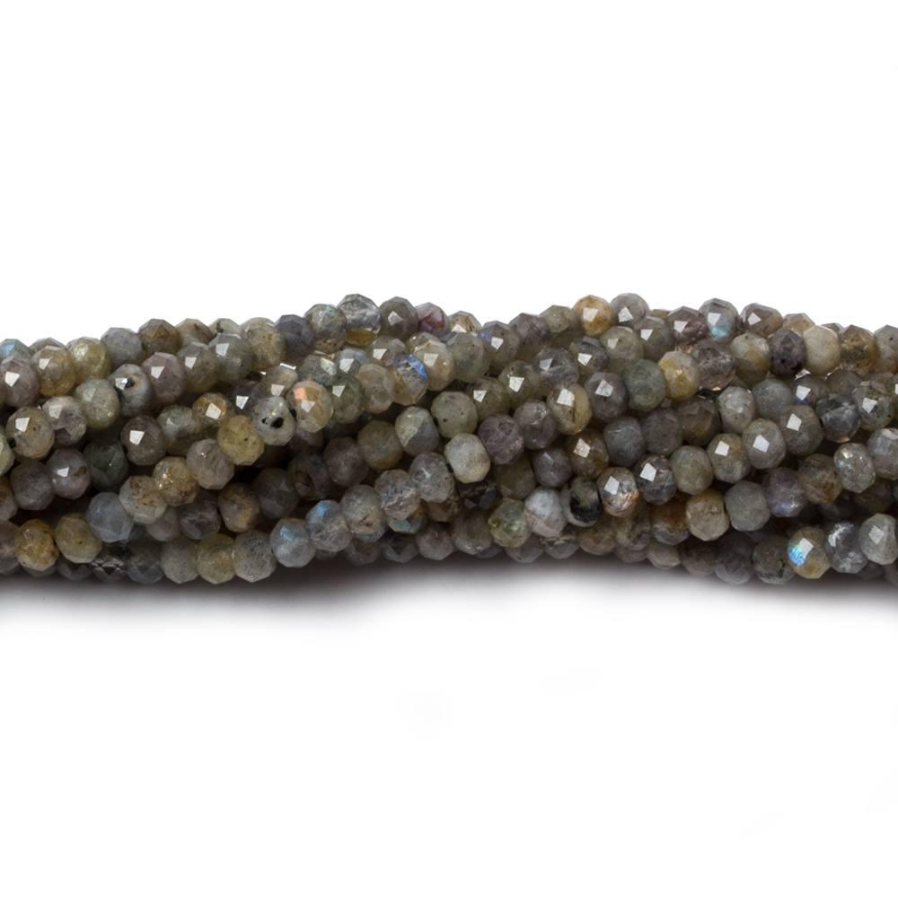 3mm Labradorite MicroFaceted rondelles 13 inch 150 beads - The Bead Traders