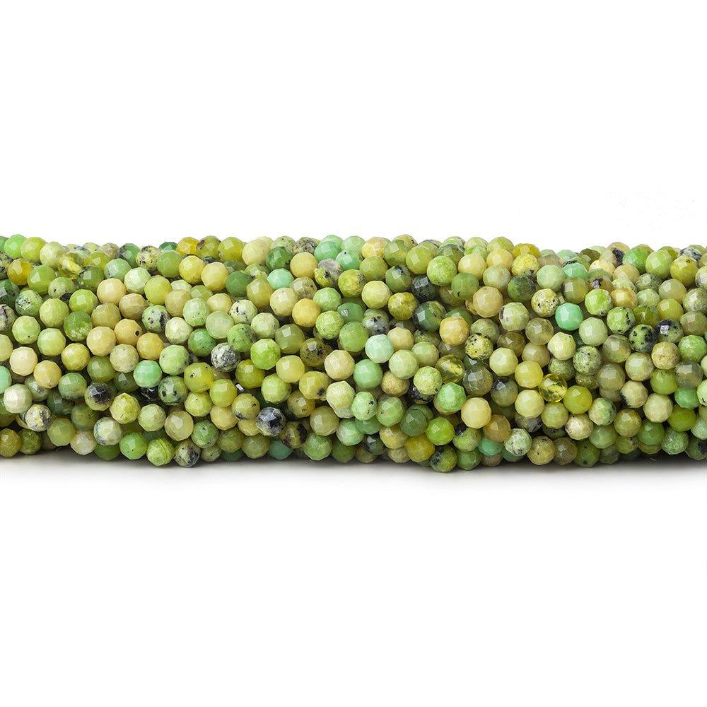 3mm Lemon Chrysoprase microfaceted round beads 13 inch 100 pieces - The Bead Traders
