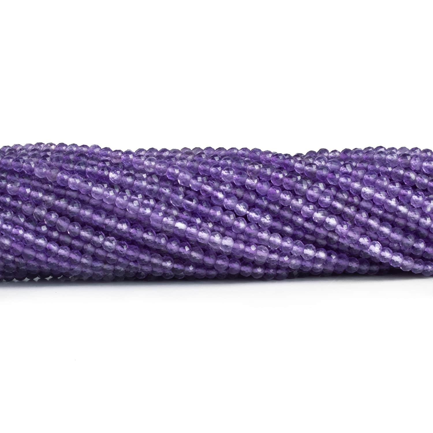 3mm Light Amethyst Microfaceted Round Beads 12 inch 105 pieces - The Bead Traders