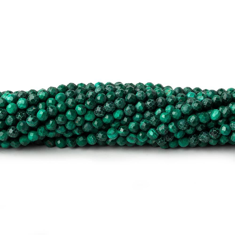3mm Malachite micro faceted round beads 13 inch 119 pieces - The Bead Traders