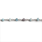 3mm Matte Larimar faceted rondelle Silver plated Chain by the foot 37 pcs - The Bead Traders