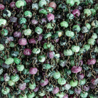 3mm Matte Ruby in Zoisite faceted rondelle Black Gold Chain by the foot 36 pieces - The Bead Traders