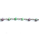 3mm Matte Ruby in Zoisite faceted rondelle Black Gold Chain by the foot 36 pieces - The Bead Traders