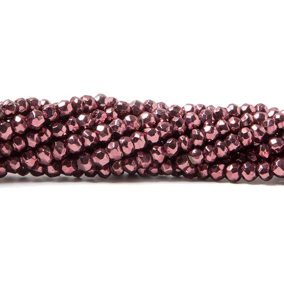 3mm Metallic Berry Purple plated Pyrite faceted rondelle Beads 135 pcs - The Bead Traders
