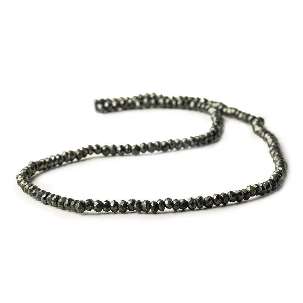 3mm Metallic Black Spinel Beads Faceted Rondelle 13 inch 150 pcs - The Bead Traders
