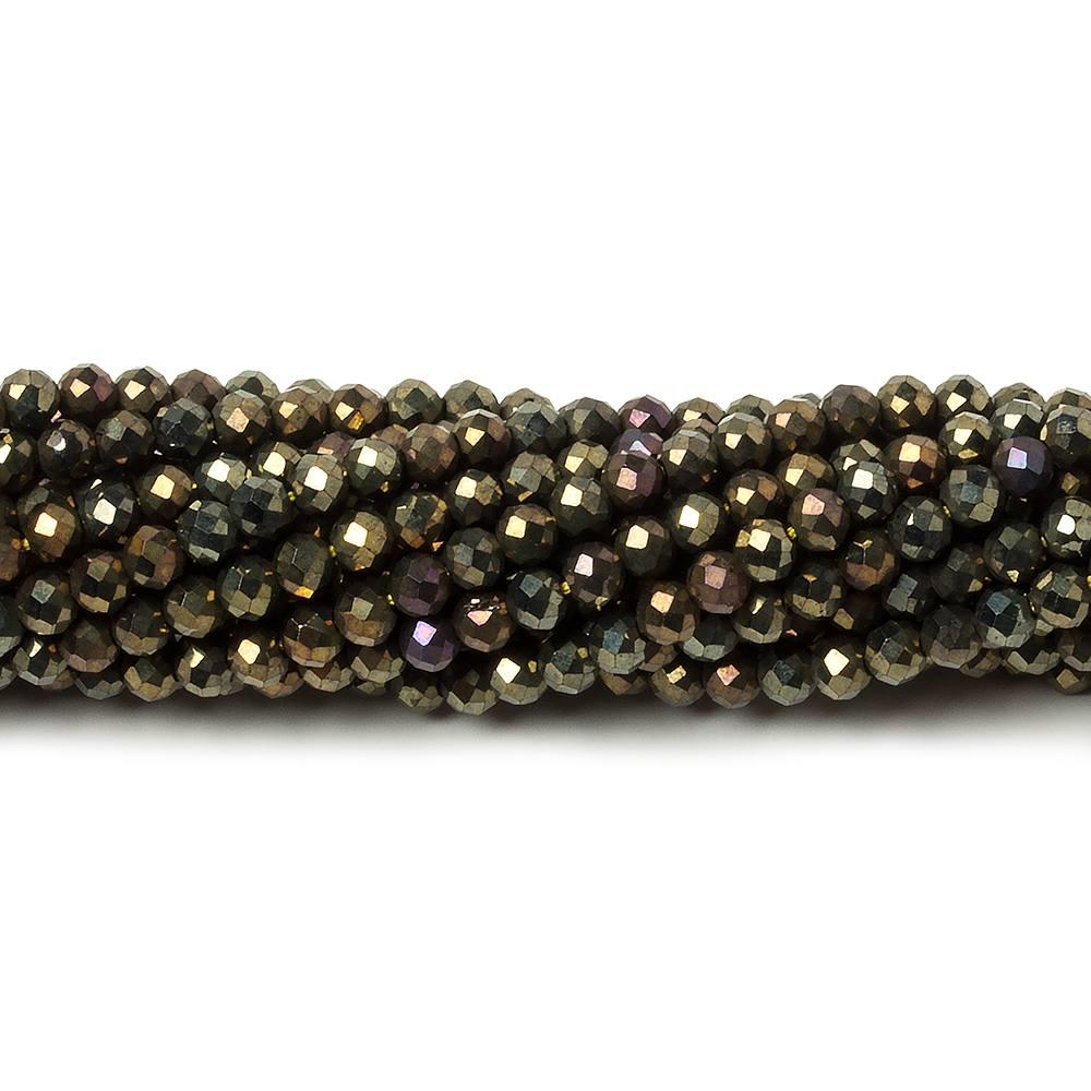 3mm Metallic Bronze Black Spinel Micro faceted rounds 13 inch 128 beads - The Bead Traders