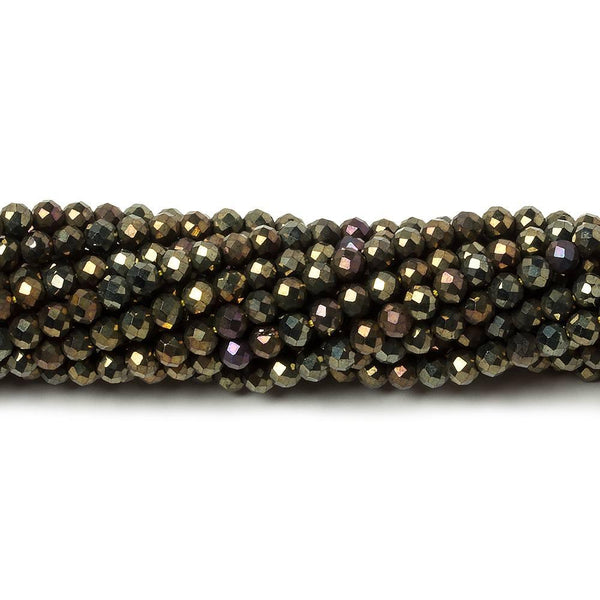 3mm Metallic Bronze Black Spinel Micro faceted rounds 13 inch 128 beads