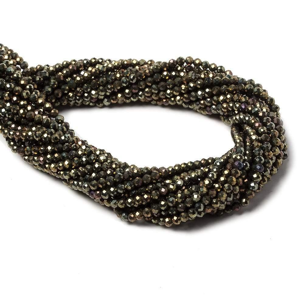 3mm Metallic Bronze Black Spinel Micro faceted rounds 13 inch 128 beads - The Bead Traders