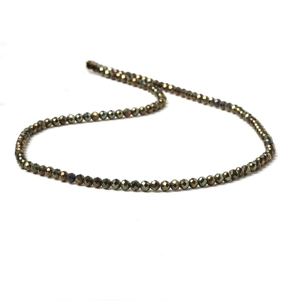 3mm Metallic Bronze Black Spinel Micro faceted rounds 13 inch 128 beads - The Bead Traders