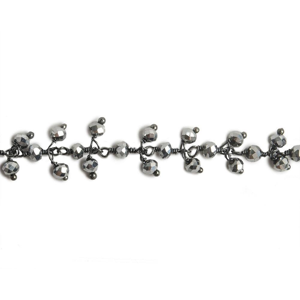 3mm Metallic Crystal rondelle Black Dangling Chain by the foot 97 beads - The Bead Traders
