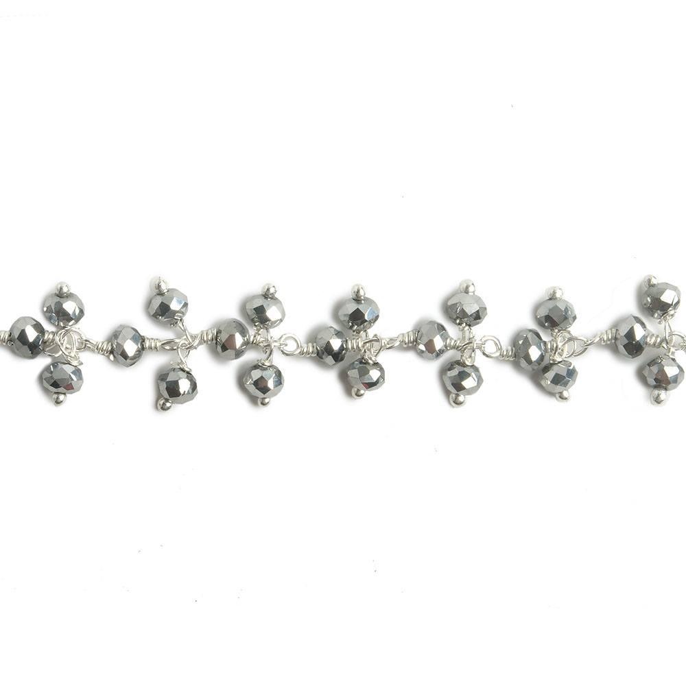 3mm Metallic Crystal rondelle Silver Dangling Chain by the foot 97 beads - The Bead Traders