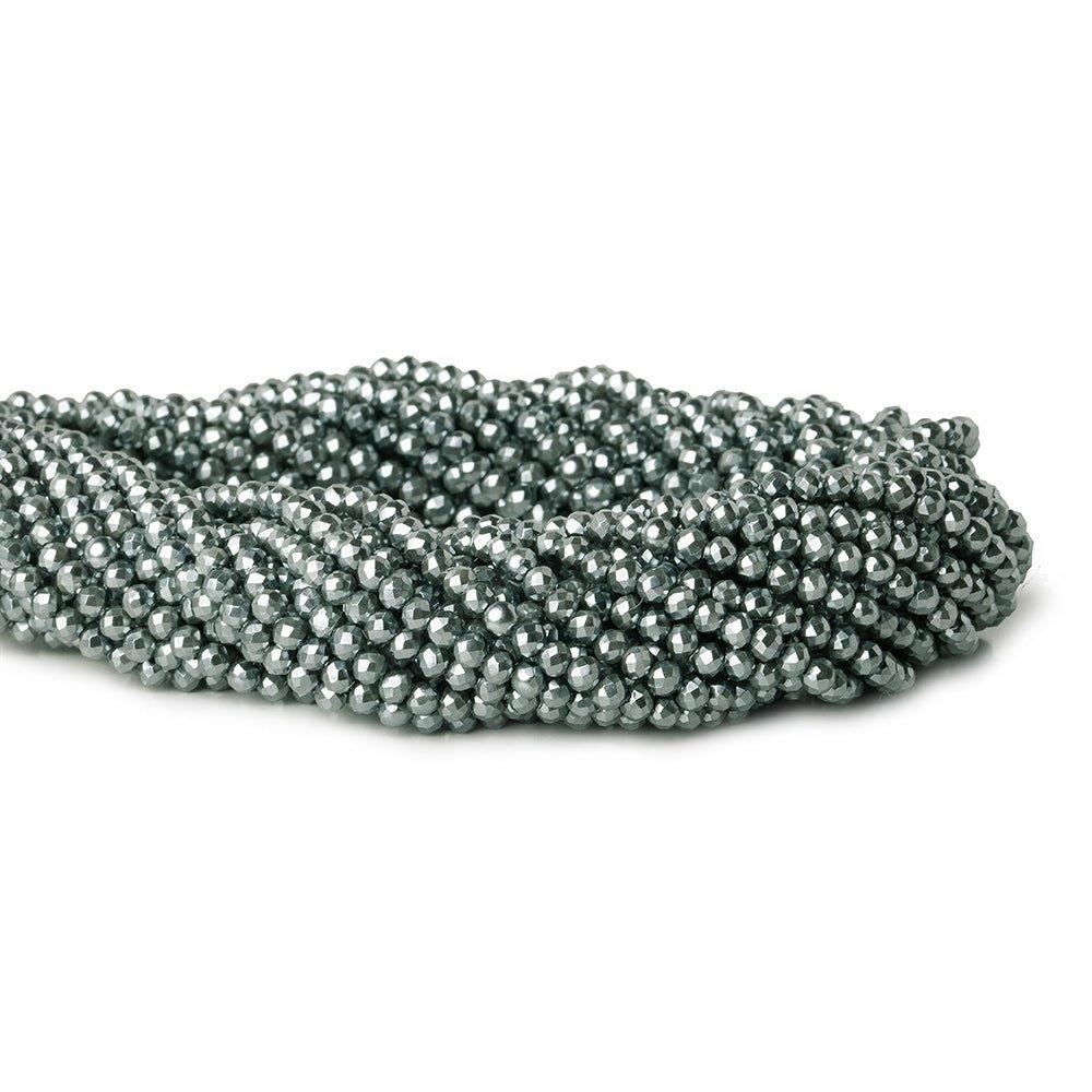 3mm Metallic Grey Shell Pearl micro faceted round beads 13 inch 133 pieces - The Bead Traders