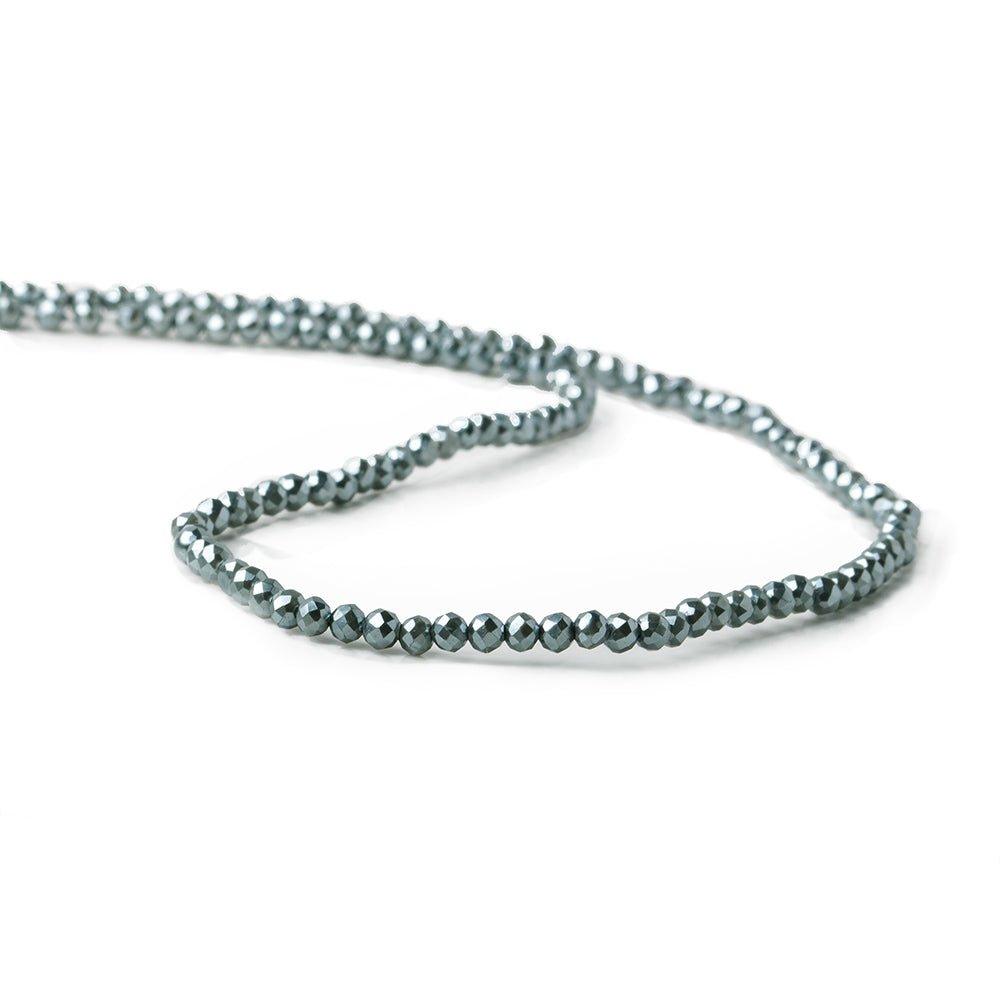 3mm Metallic Grey Shell Pearl micro faceted round beads 13 inch 133 pieces - The Bead Traders