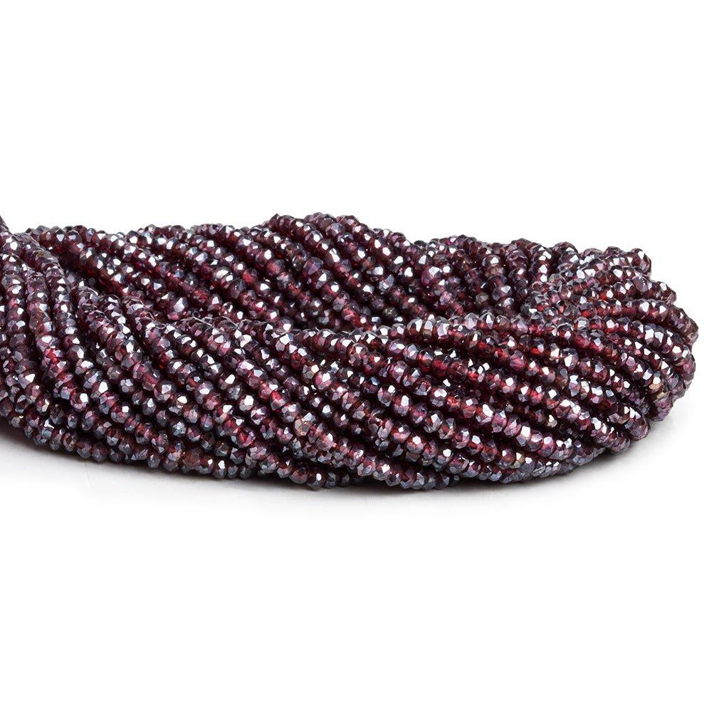 3mm Metallic Rhodolite Garnet Faceted Rondelles 13 inch 140 beads - The Bead Traders
