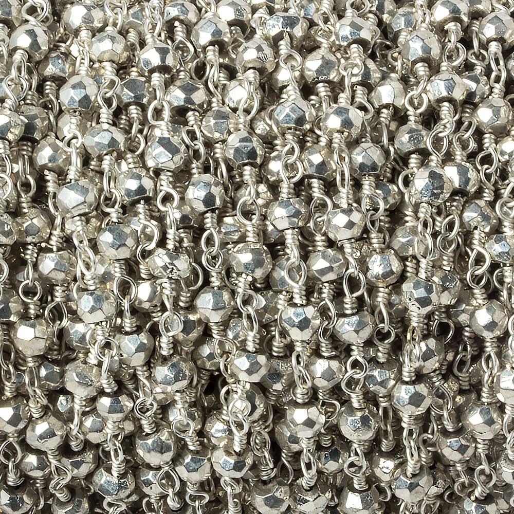 3mm Metallic Silver plated Pyrite Silver plated Chain 10ft lot - The Bead Traders