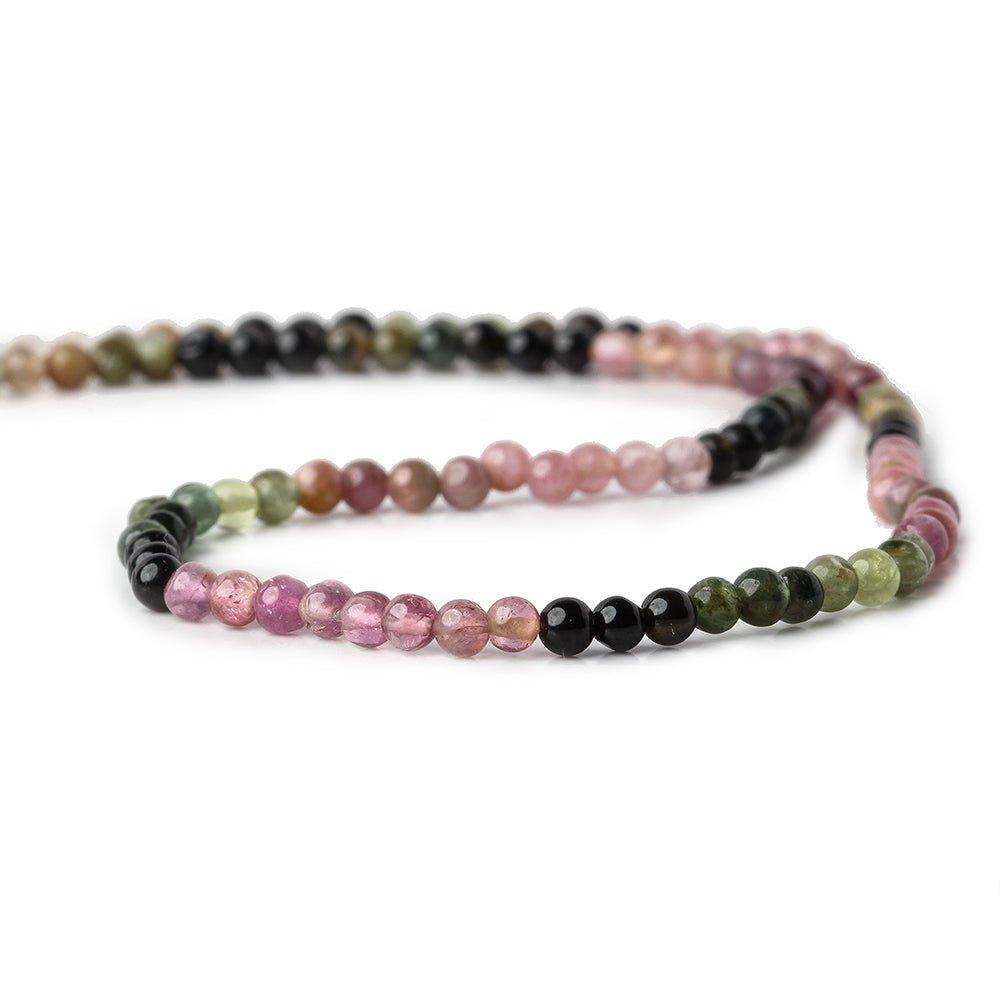 3mm Multi-color Tourmaline plain rounds 13 inch 130 beads - The Bead Traders