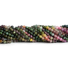 3mm Multi Color Tourmaline Plain Rounds 14 inch 110 beads - The Bead Traders