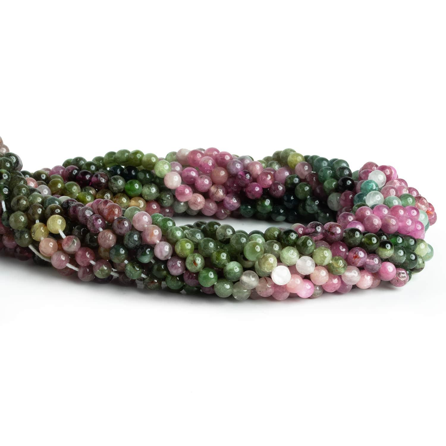 3mm Multi Color Tourmaline Plain Rounds 14 inch 110 beads - The Bead Traders