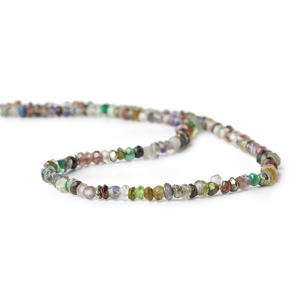 3mm Multi Gemstone faceted rondelle beads 12.5 inch 170 pcs - The Bead Traders