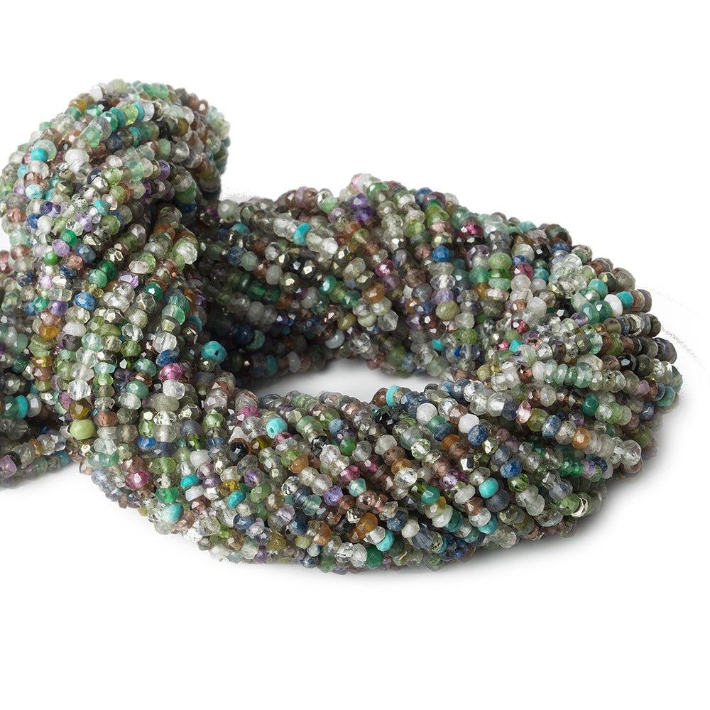 3mm Multi Gemstone faceted rondelle beads 12.5 inch 170 pcs - The Bead Traders