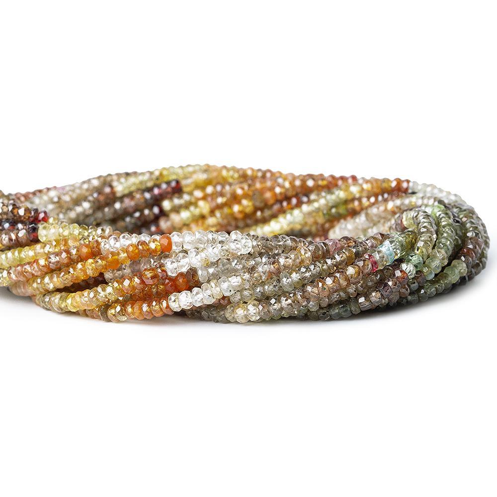 3mm Multi Gemstone faceted rondelles 16 inch 210 beads - The Bead Traders
