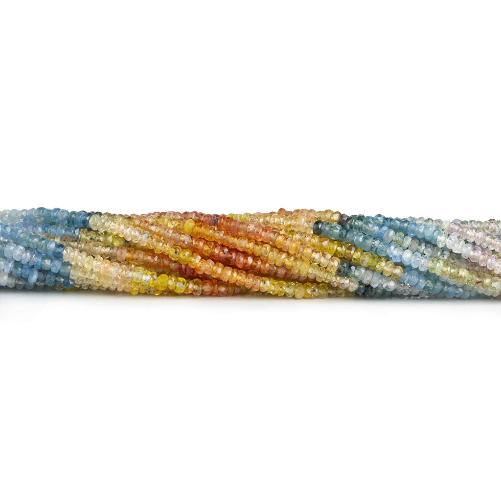 3mm Multicolor Sapphire Faceted Rondelles 16 inch 255 beads - The Bead Traders