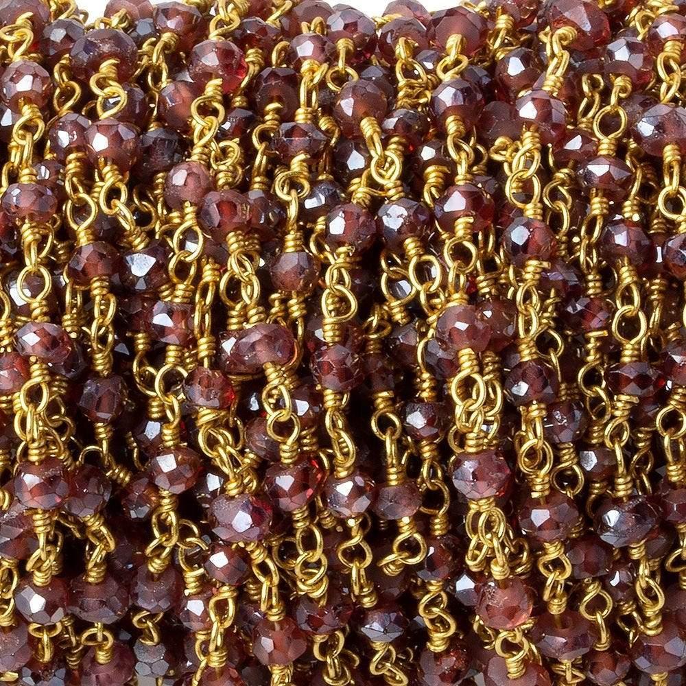 3mm Mystic Garnet faceted rondelle Gold chain - The Bead Traders