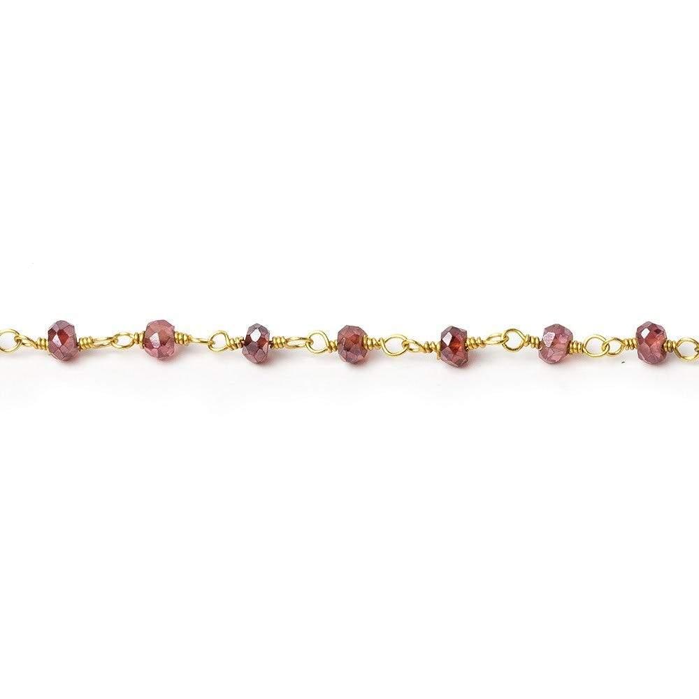3mm Mystic Garnet faceted rondelle Gold chain - The Bead Traders