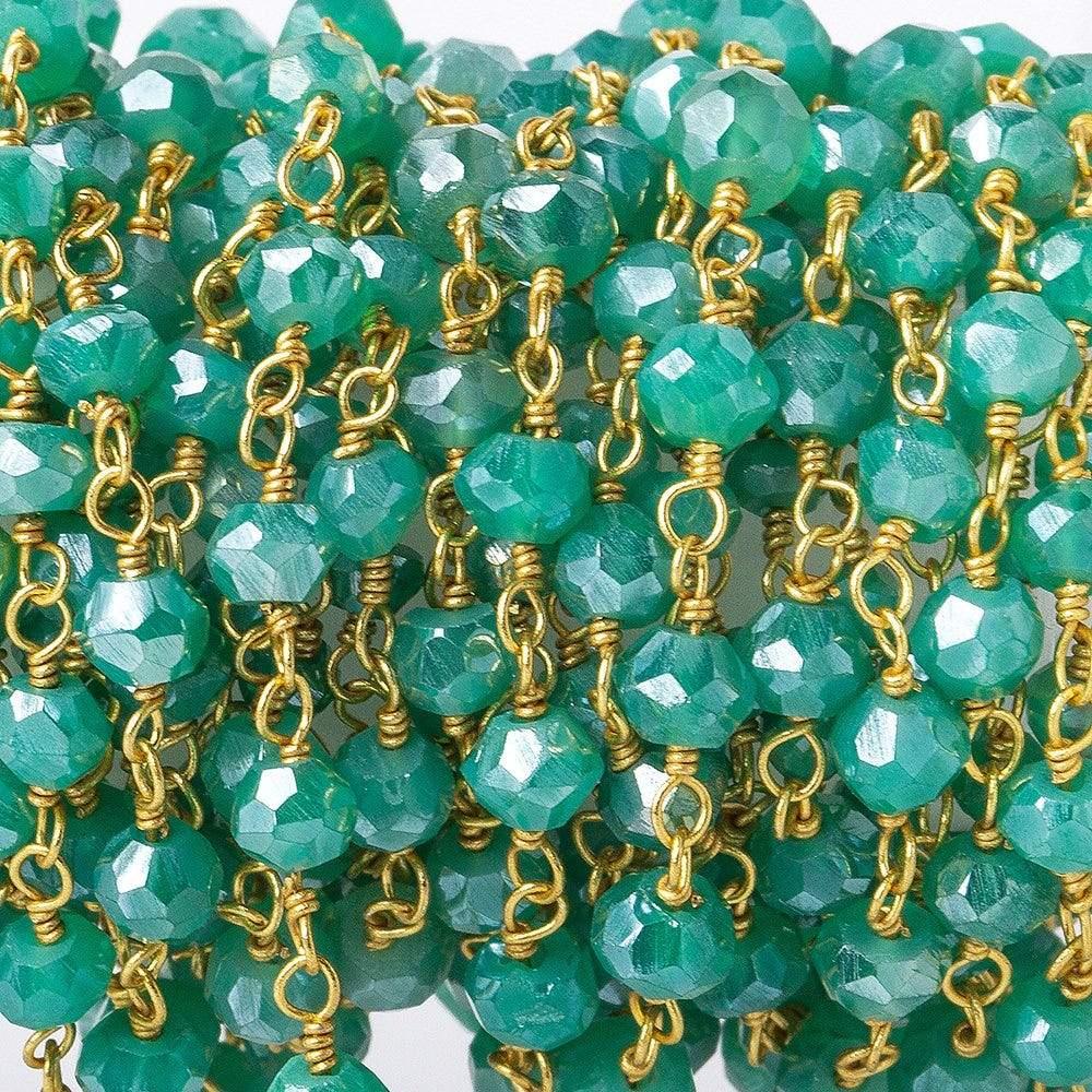 3mm Mystic Green Onyx Rondelle Gold Chain - The Bead Traders