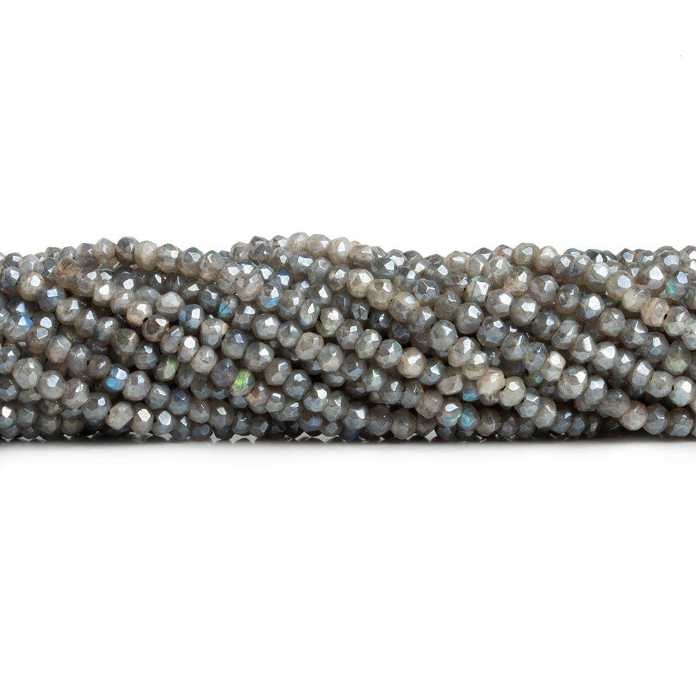 3mm Mystic Labradorite Faceted Rondelle Beads 12.5 inch 108 pieces - The Bead Traders