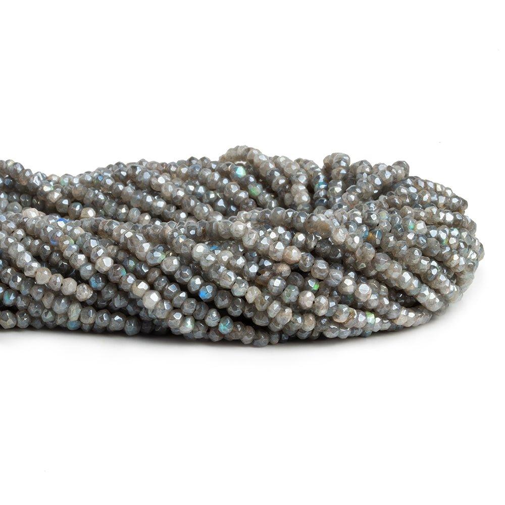 3mm Mystic Labradorite Faceted Rondelle Beads 12.5 inch 108 pieces - The Bead Traders