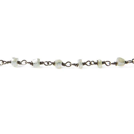 3mm Mystic Prehnite rondelle Black Gold Chain by the foot - The Bead Traders