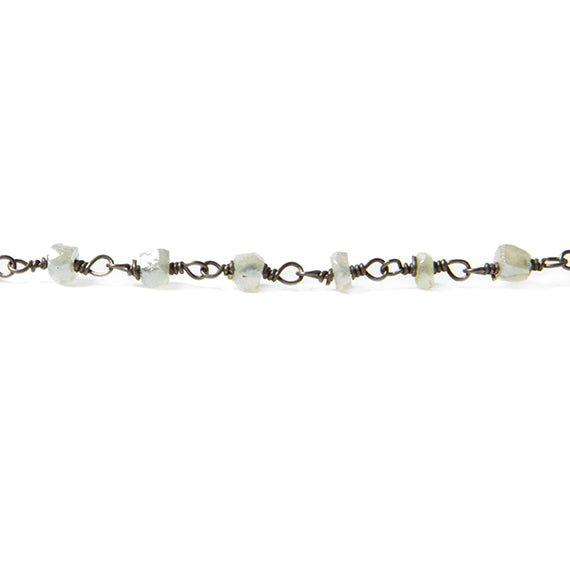 3mm Mystic Prehnite rondelle Black Gold Chain by the foot - The Bead Traders