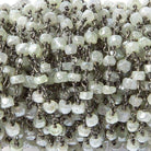 3mm Mystic Prehnite rondelle Black Gold Chain by the foot - The Bead Traders