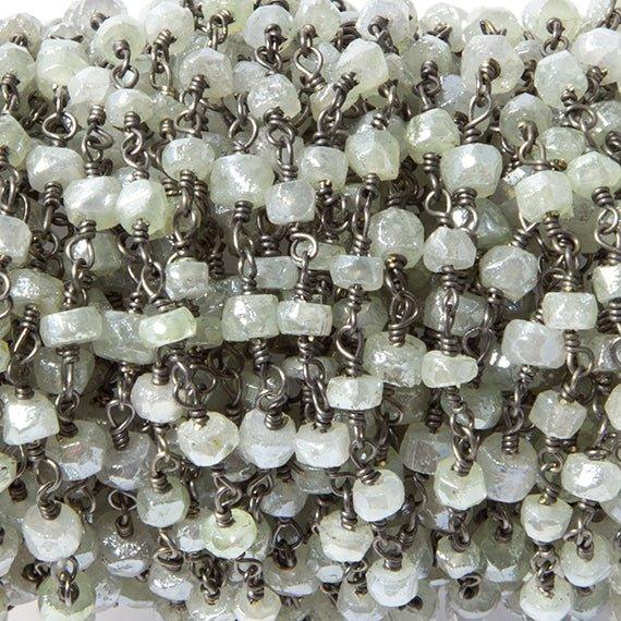 3mm Mystic Prehnite rondelle Black Gold Chain by the foot - The Bead Traders