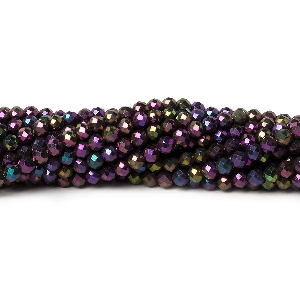 3mm Mystic Purple Peacock Spinel micro-faceted round beads 13.5 inch 135 pcs - The Bead Traders