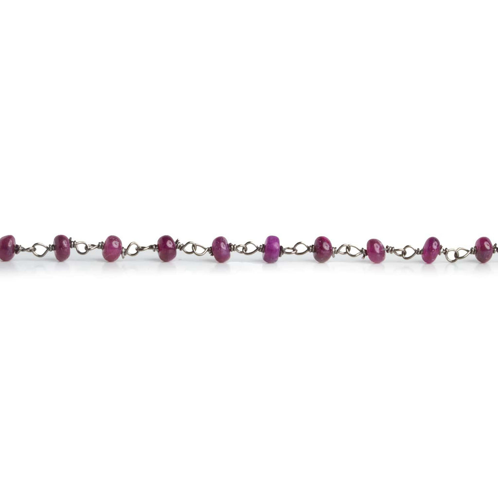 3mm Mystic Ruby Plain Rondelle Black Gold Chain - The Bead Traders